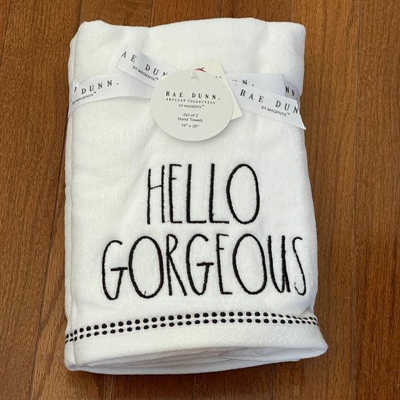 New Rae Dunn by Magenta Hello Gorgeous Hand Towel Set - Picture 1 of 5
